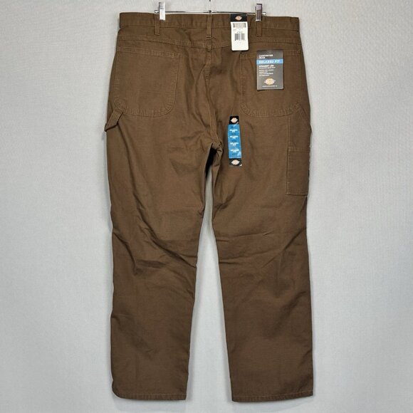 Dickies Jeans Mens 42x32 Brown Carpenter Relaxed Fit Straight Leg Canvas Pants - Picture 1 of 11
